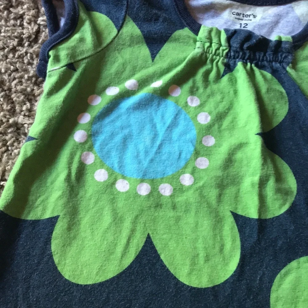 Carter’s Dark Blue and Green Short Sleeve Floral Top
